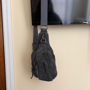 Gray Suede Womens Sling Bag
